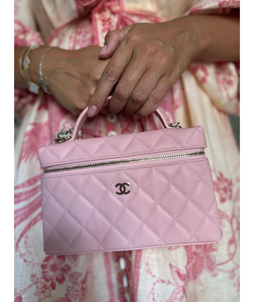 CHANEL BEAUTY Розовая кожаная сумка через плечо, фото 3