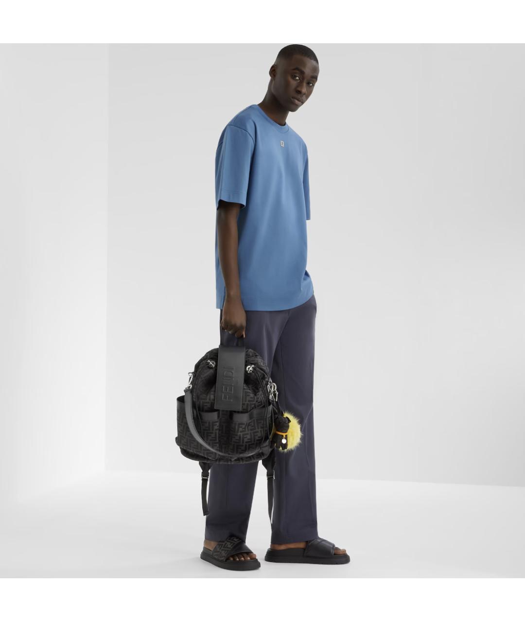 FENDI Синяя хлопковая футболка, фото 4