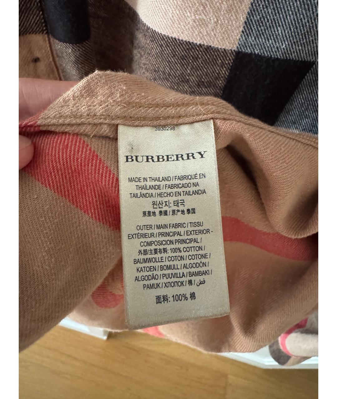 BURBERRY Бежевая хлопковая кэжуал рубашка, фото 5