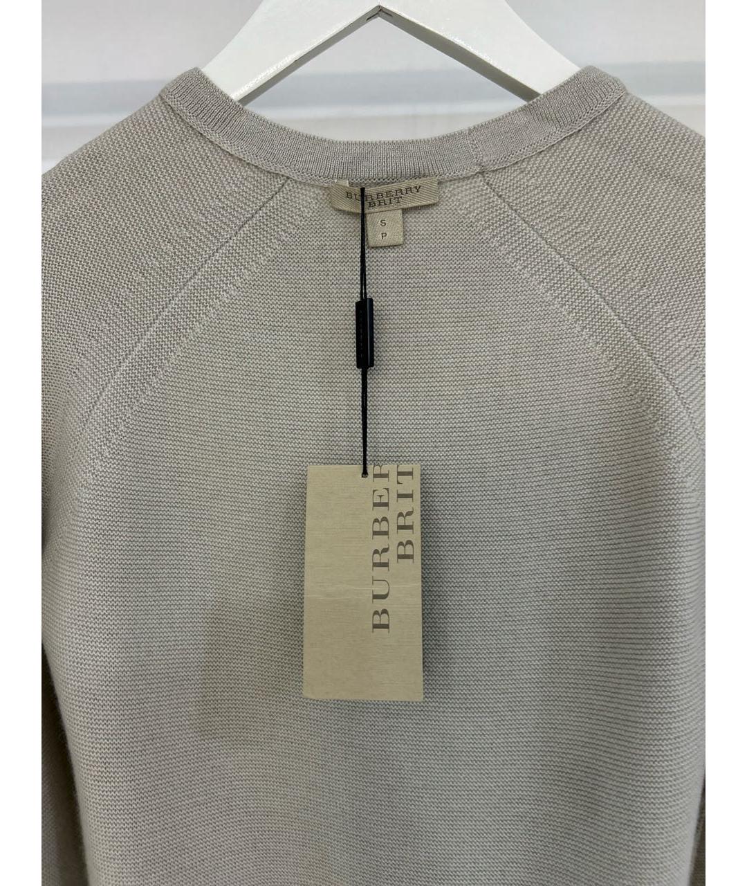 BURBERRY Бежевый шерстяной джемпер / свитер, фото 3