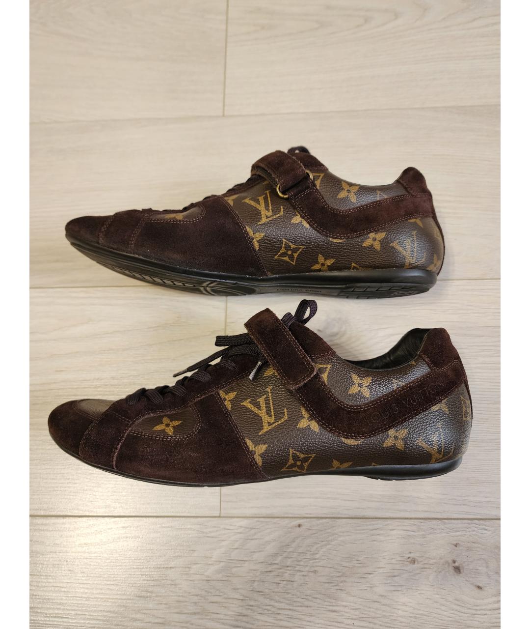 LOUIS VUITTON Коричневые кожаные низкие кроссовки / кеды, фото 5