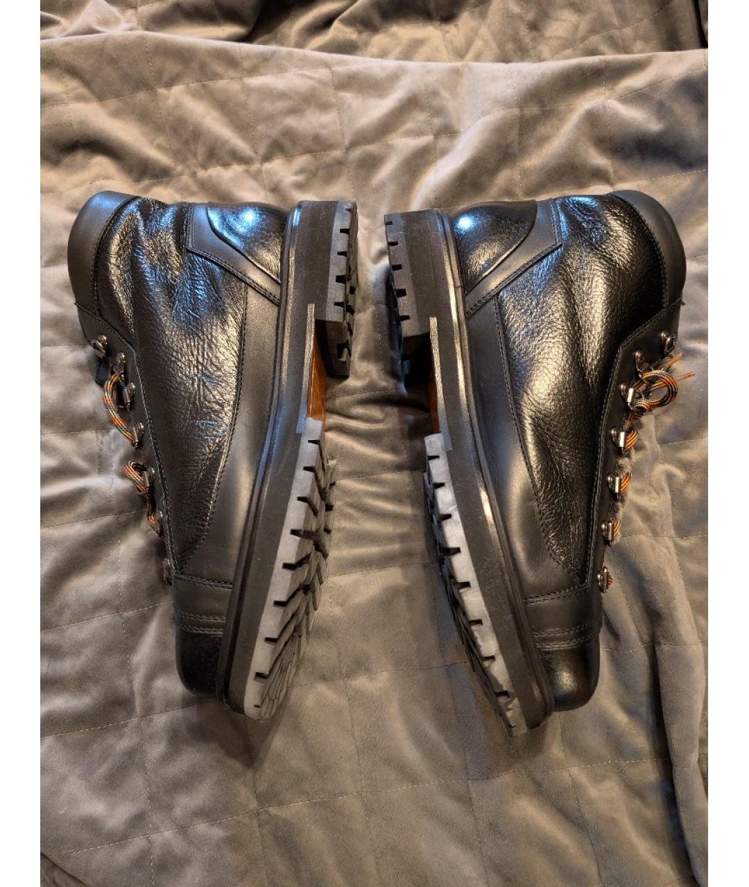SANTONI Черные кожаные высокие ботинки, фото 6