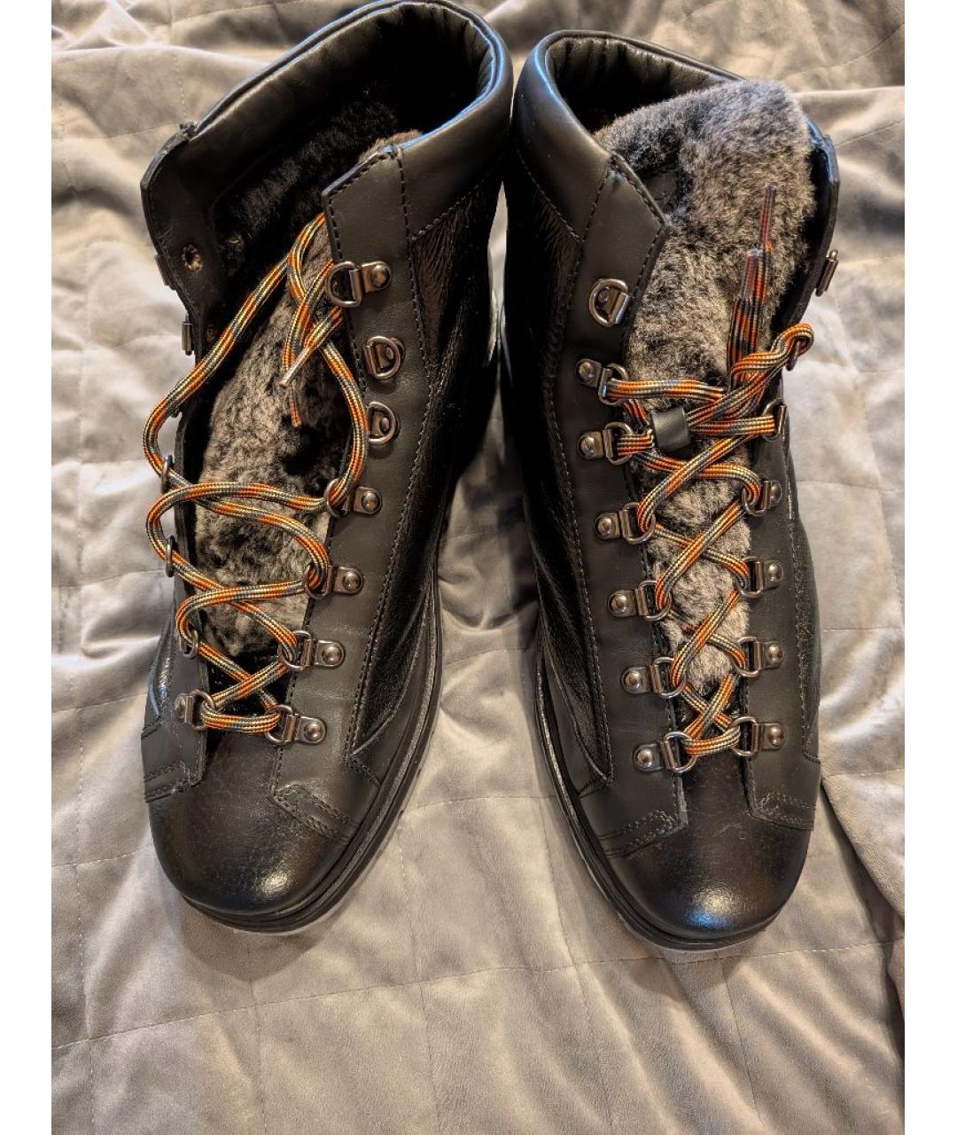 SANTONI Черные кожаные высокие ботинки, фото 3