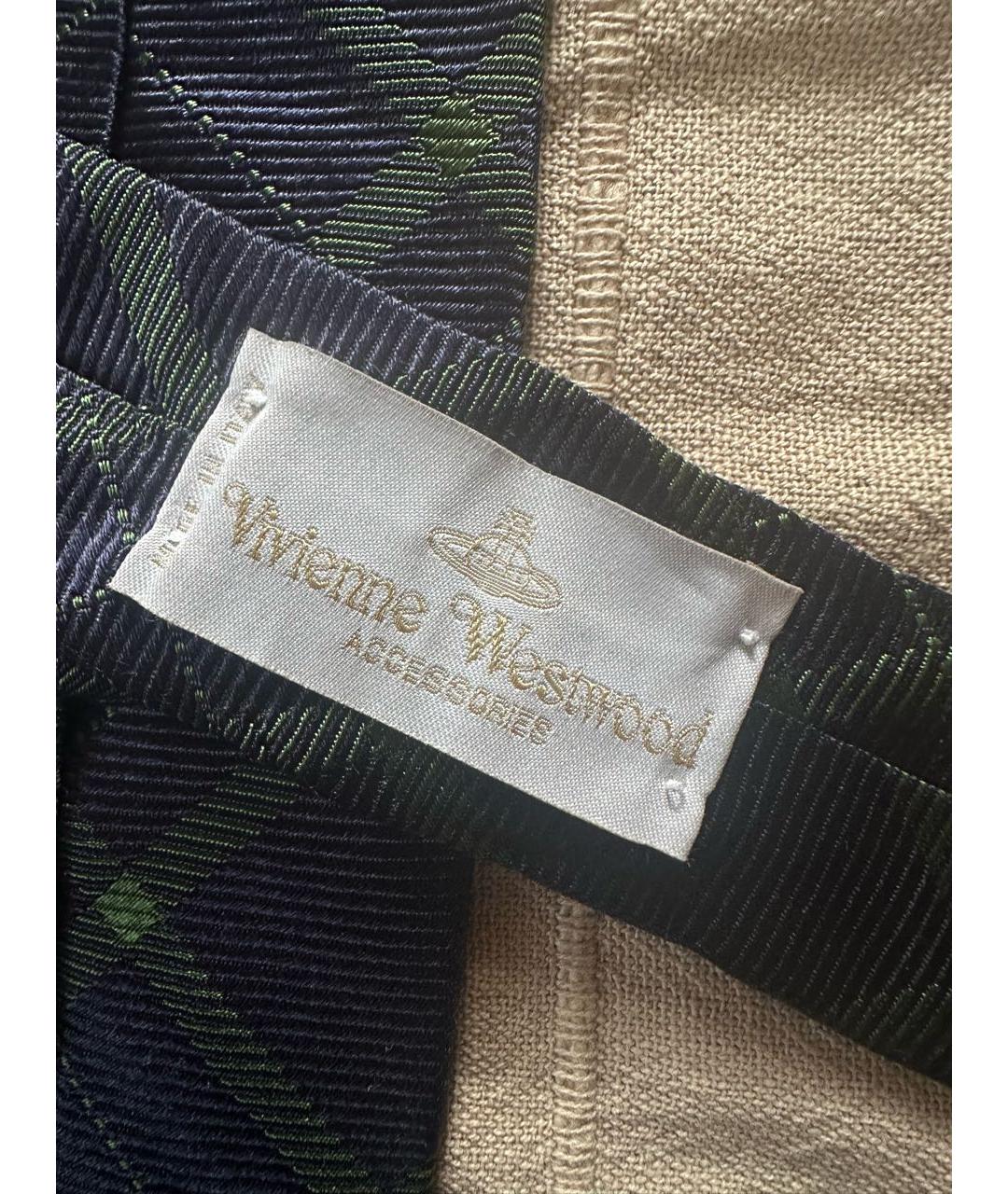 VIVIENNE WESTWOOD Темно-синий шелковый галстук, фото 4