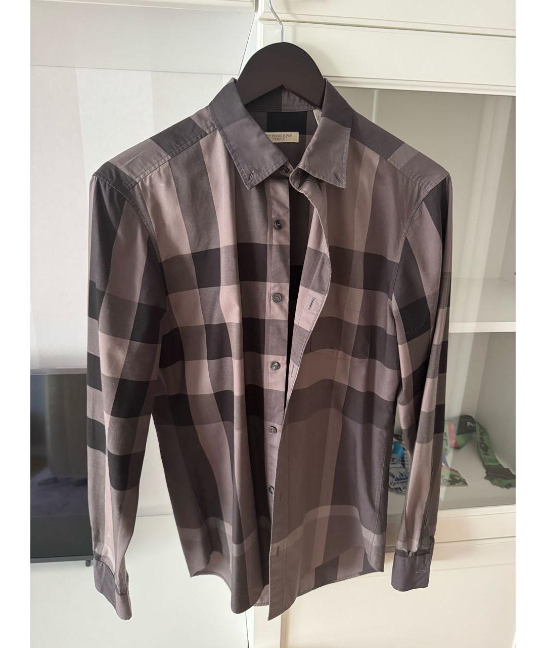 BURBERRY Серая хлопковая кэжуал рубашка, фото 6