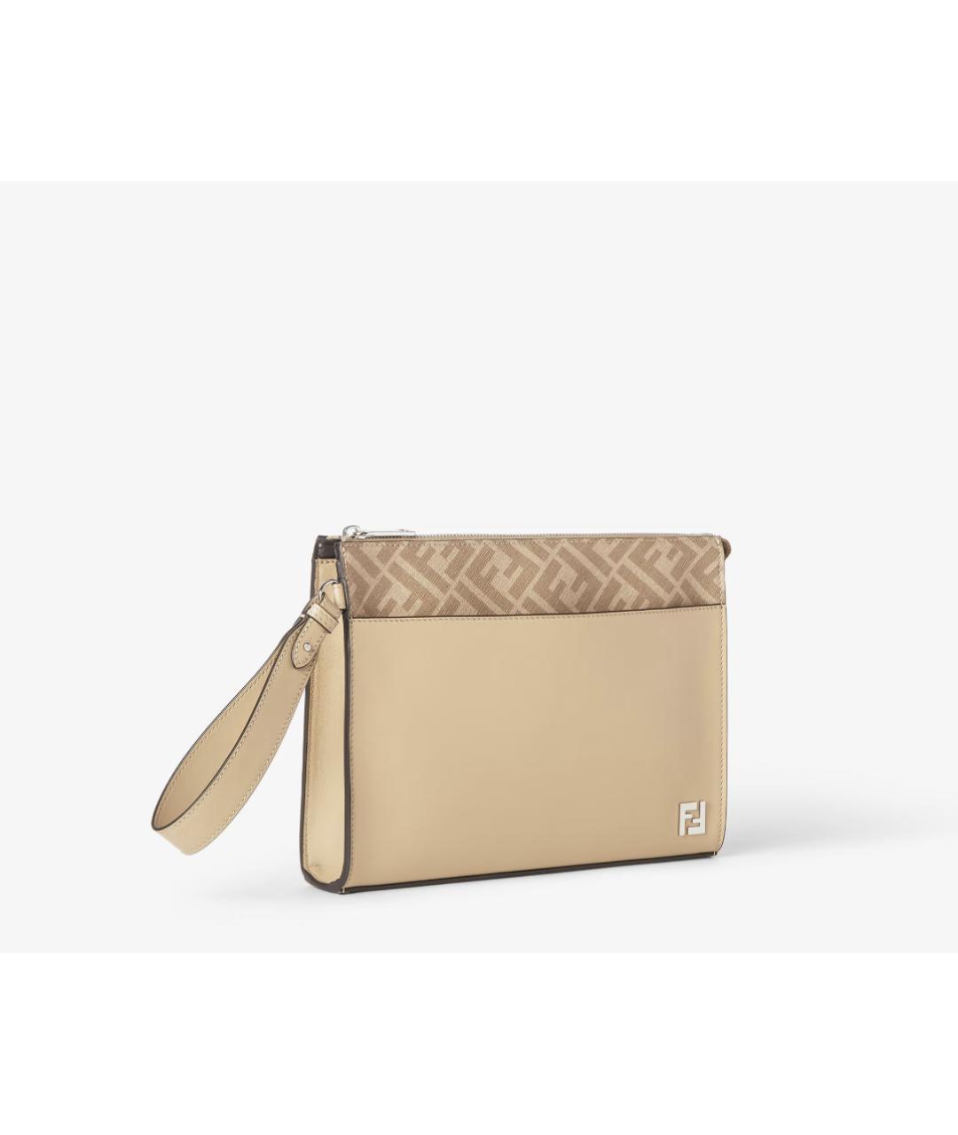 FENDI Бежевая кожаная папка для документов, фото 2