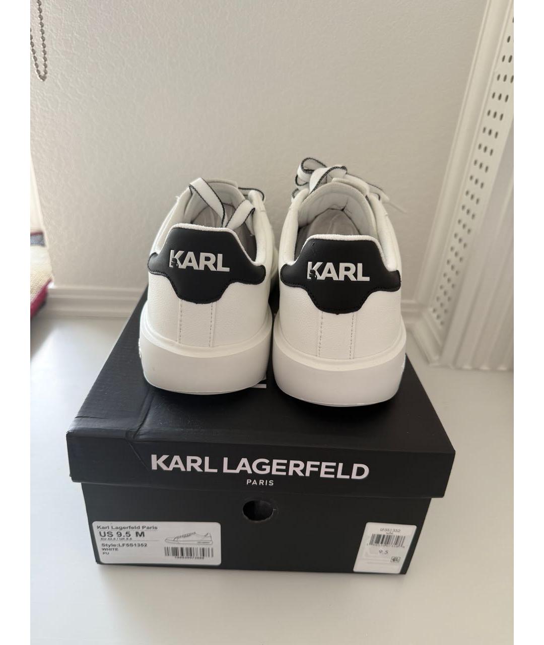 KARL LAGERFELD Белые низкие кроссовки / кеды из искусственной кожи, фото 4