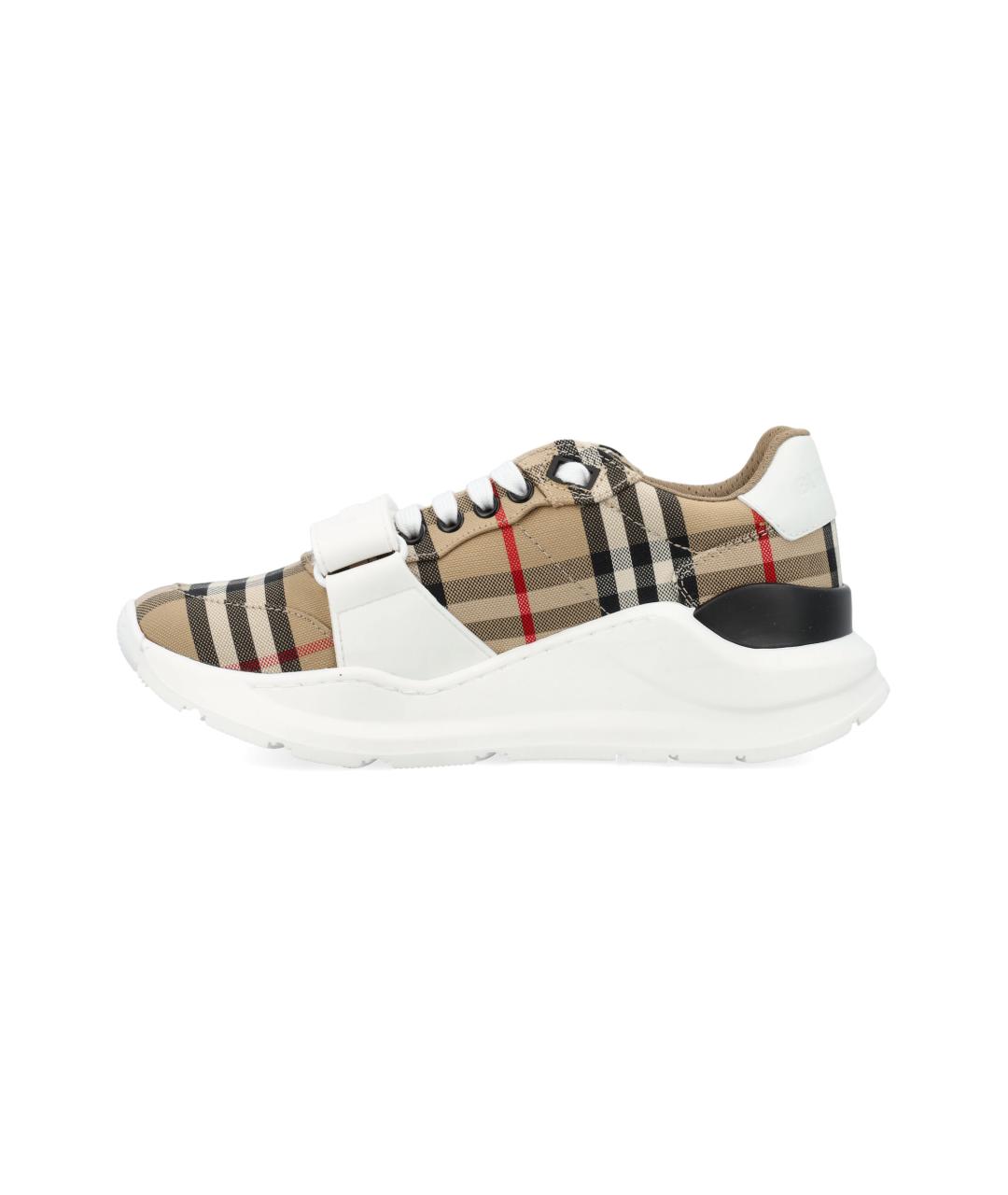 BURBERRY Бежевые текстильные низкие кроссовки / кеды, фото 3