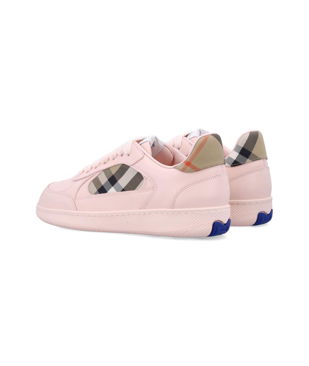 BURBERRY Розовые кожаные кеды, фото 4