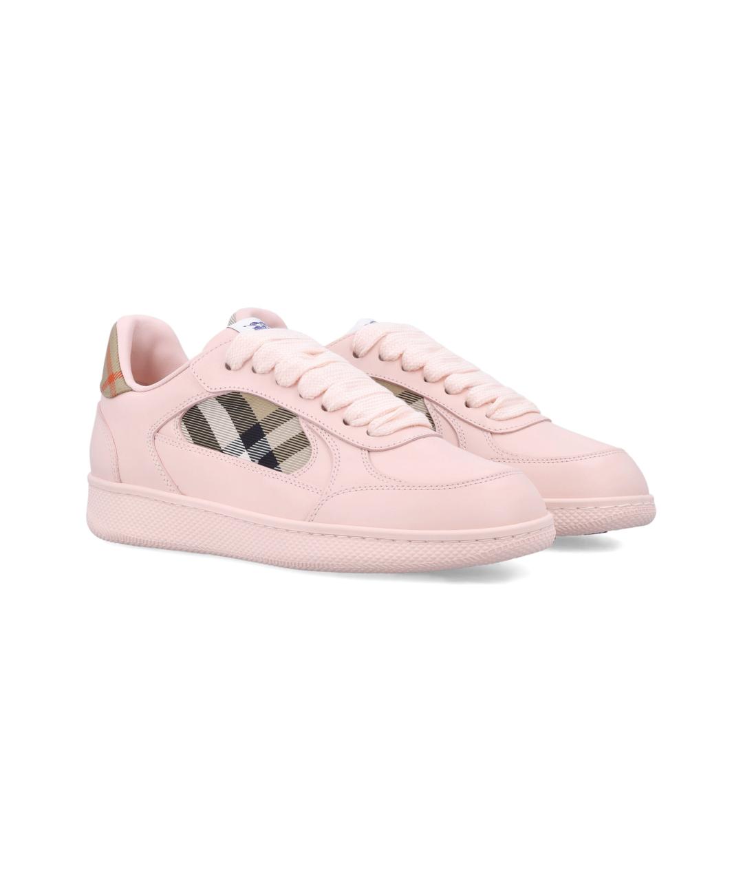 BURBERRY Розовые кожаные кеды, фото 3