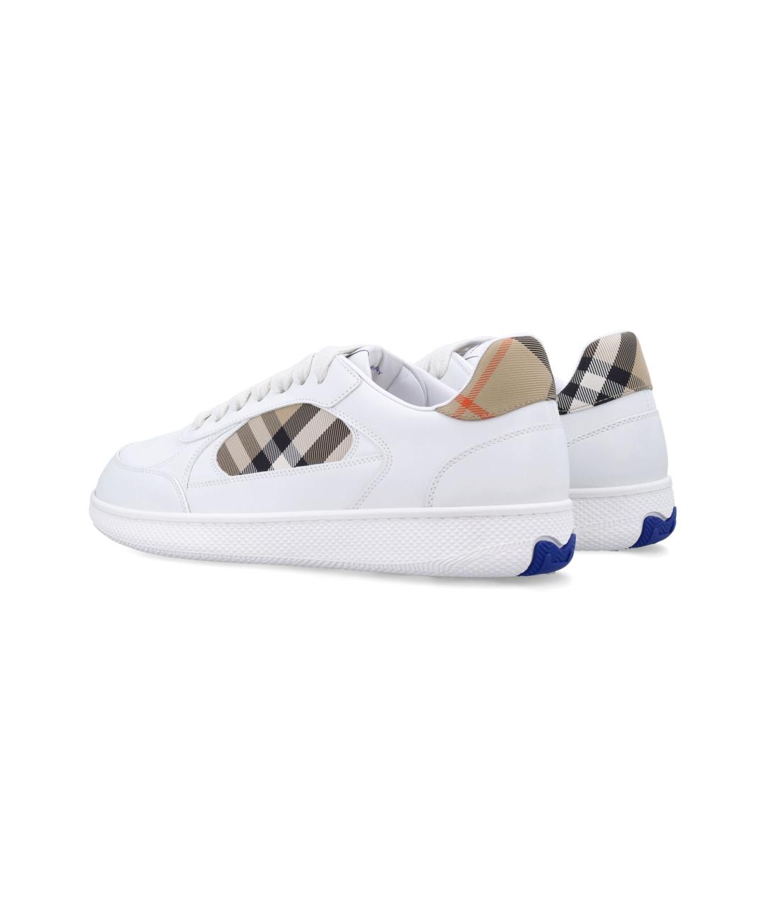 BURBERRY Белые кожаные низкие кроссовки / кеды, фото 4