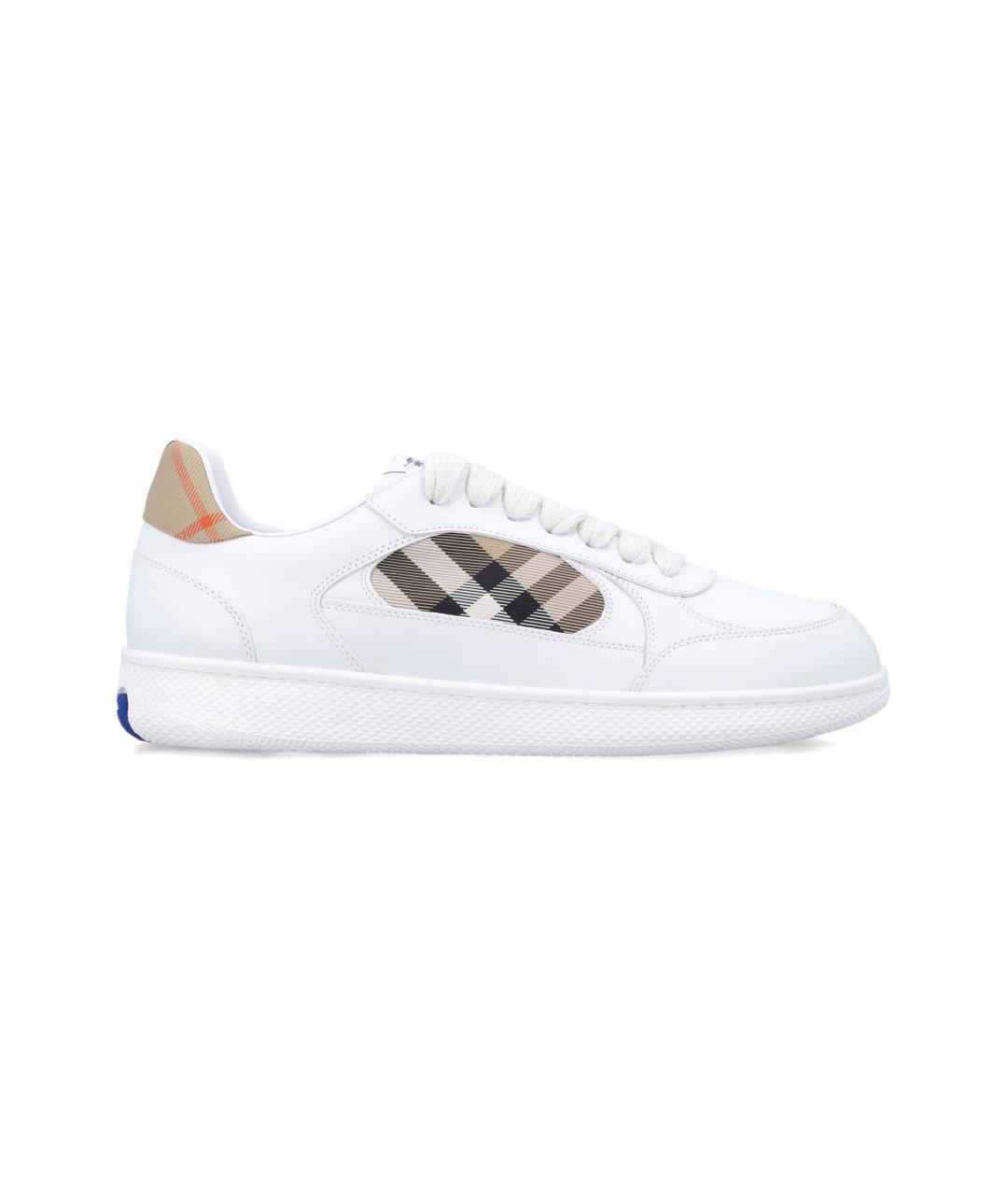 BURBERRY Белые кожаные низкие кроссовки / кеды, фото 1