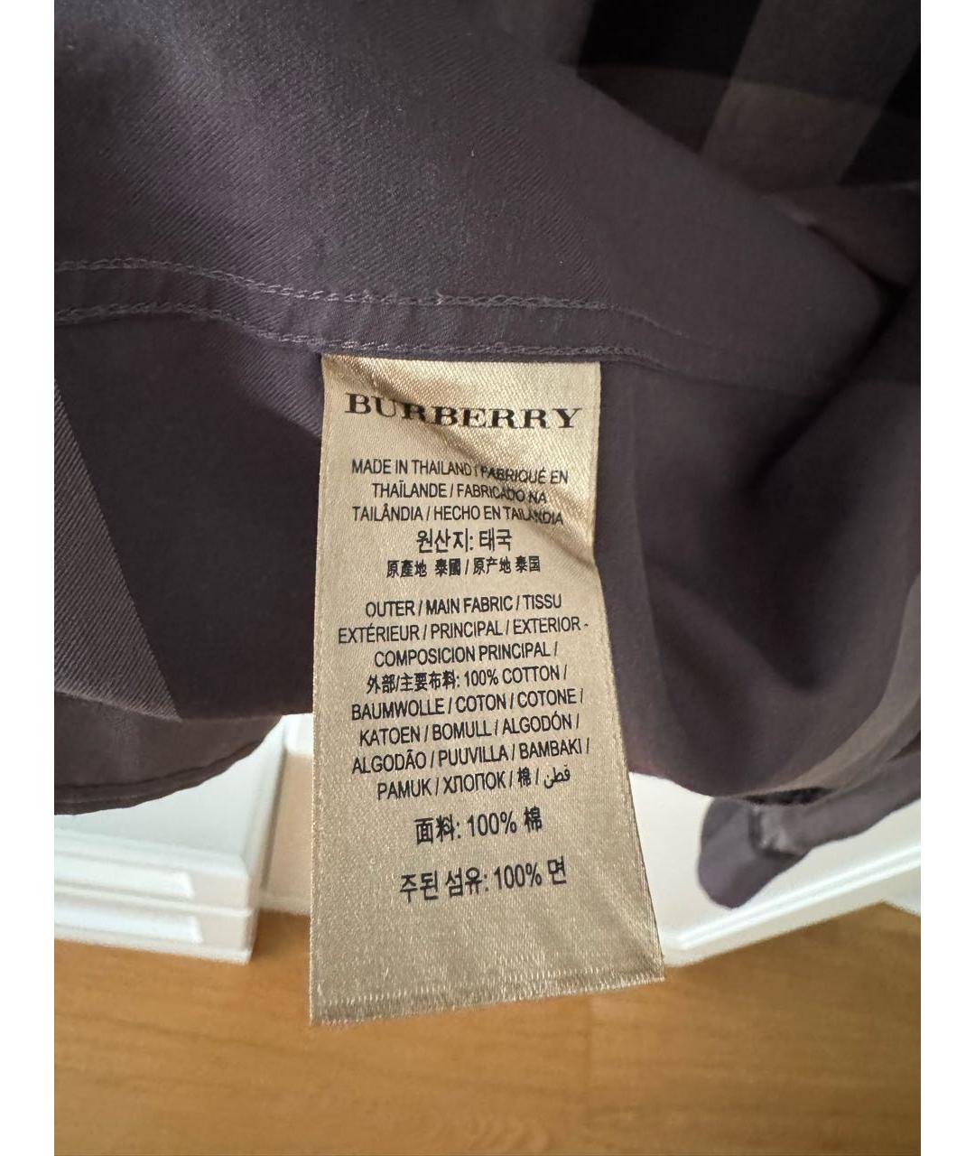 BURBERRY Серая хлопковая кэжуал рубашка, фото 4