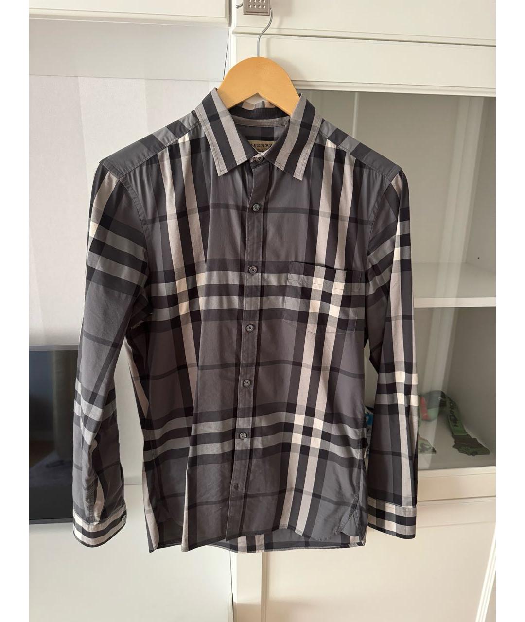 BURBERRY Серая хлопковая кэжуал рубашка, фото 6