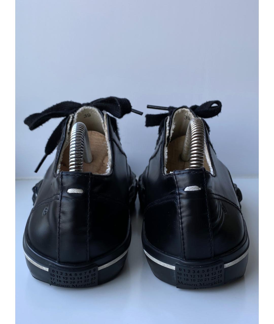 MAISON MARGIELA Черные кожаные кроссовки, фото 4