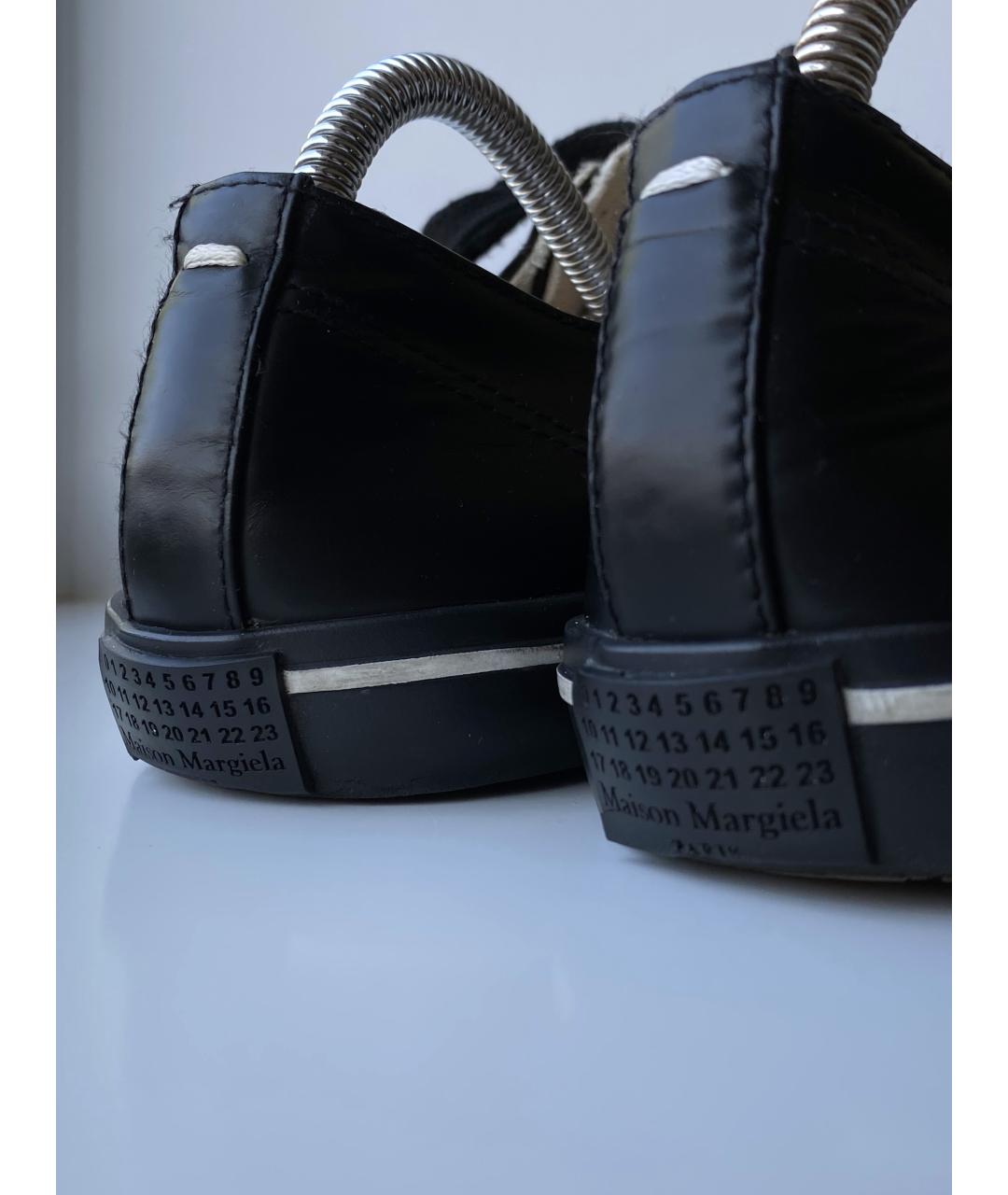 MAISON MARGIELA Черные кожаные кроссовки, фото 8