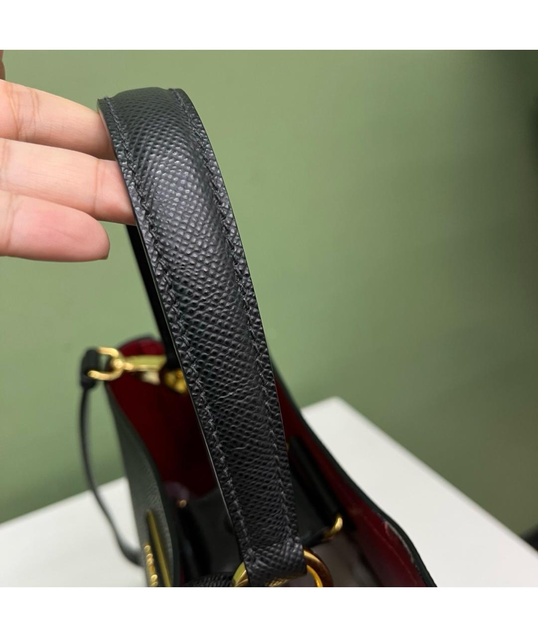 PRADA Черная кожаная сумка тоут, фото 6