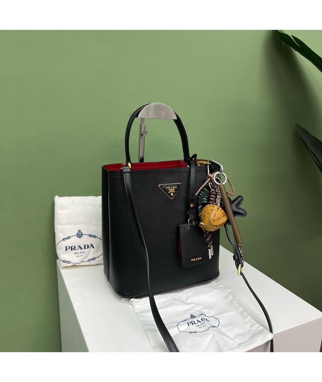 PRADA Черная кожаная сумка тоут, фото 9