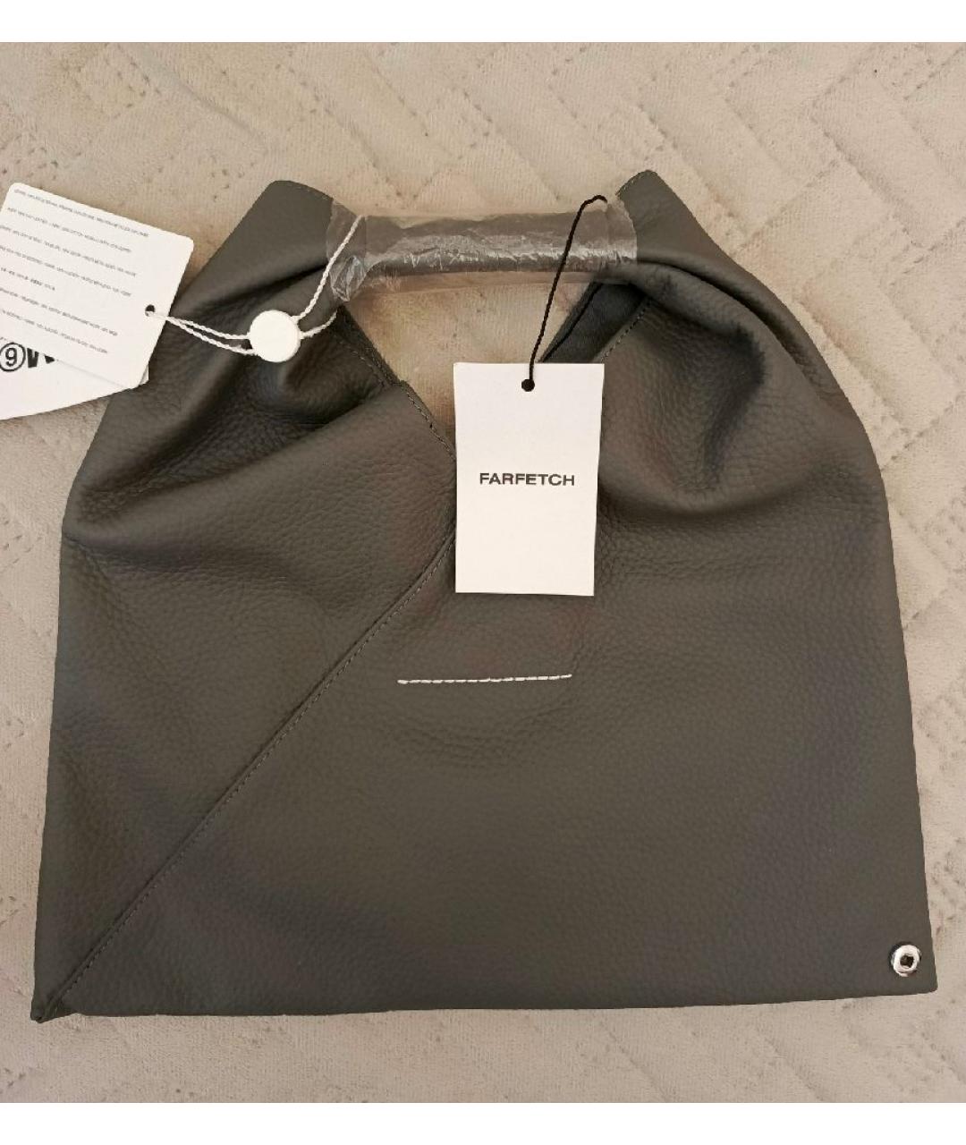 MAISON MARGIELA Серая кожаная сумка с короткими ручками, фото 1