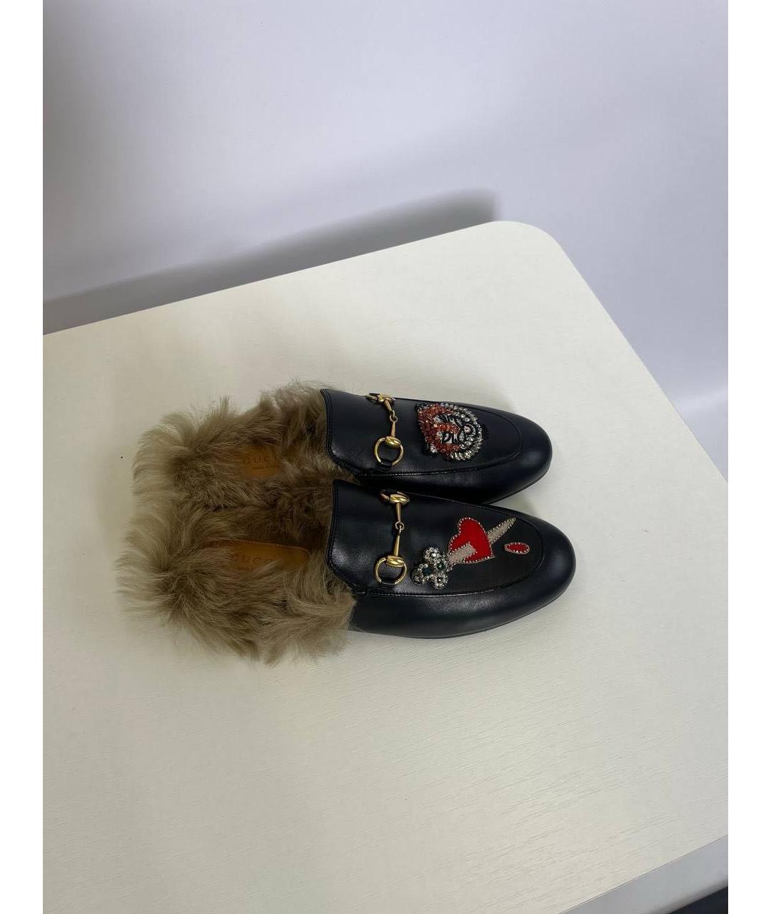 GUCCI Черные кожаные мюли, фото 2