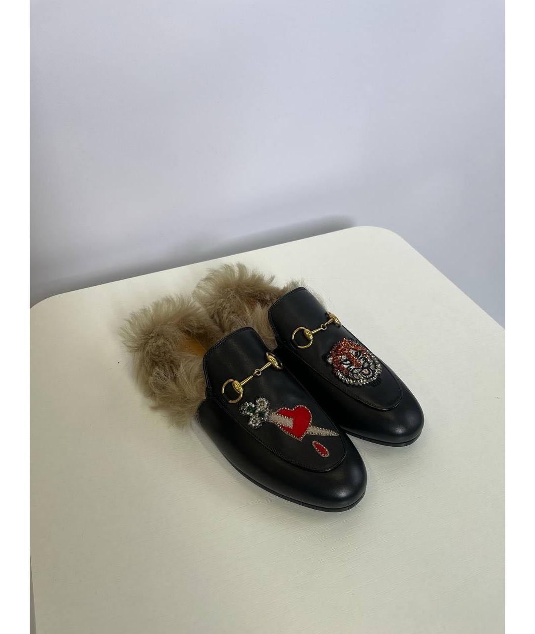 GUCCI Черные кожаные мюли, фото 3