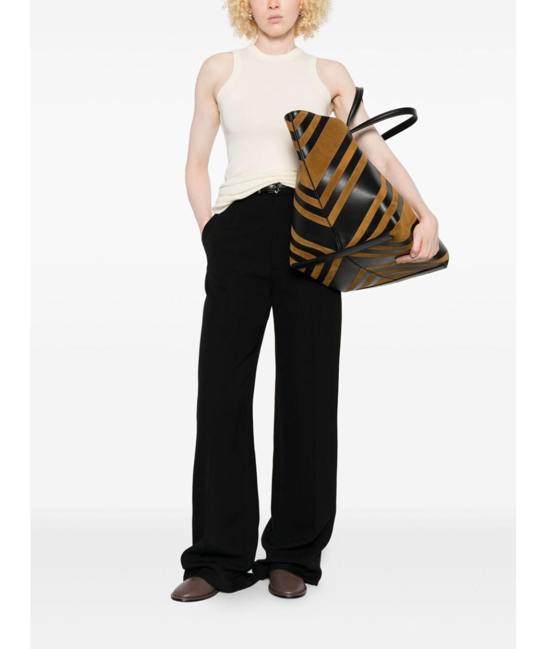 PHOEBE PHILO Черные шерстяные прямые брюки, фото 5