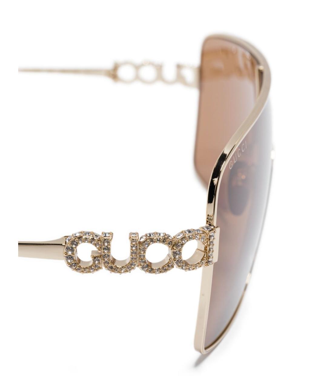 GUCCI Золотые металлические солнцезащитные очки, фото 3