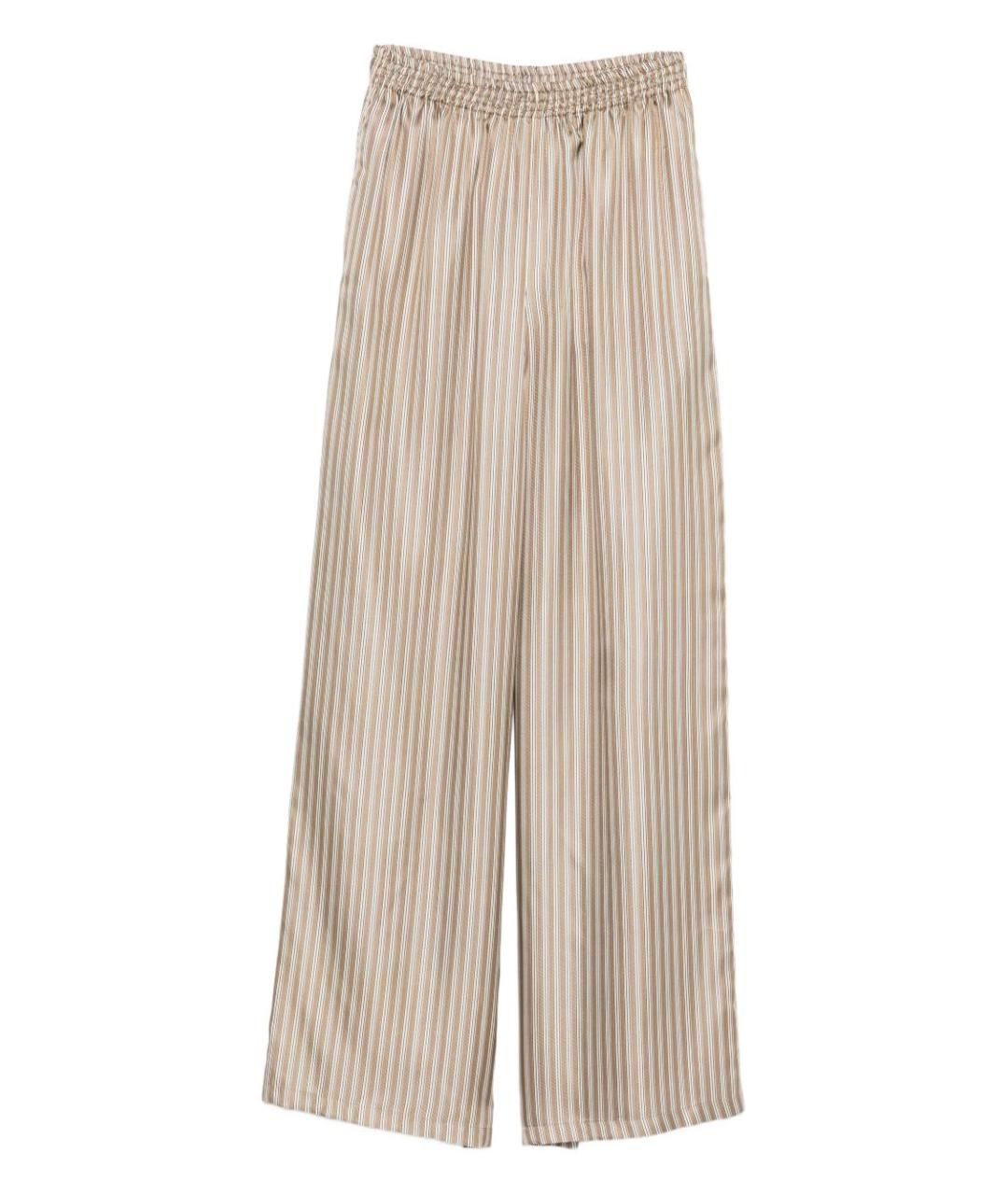 MAX MARA Бежевые шелковые прямые брюки, фото 1