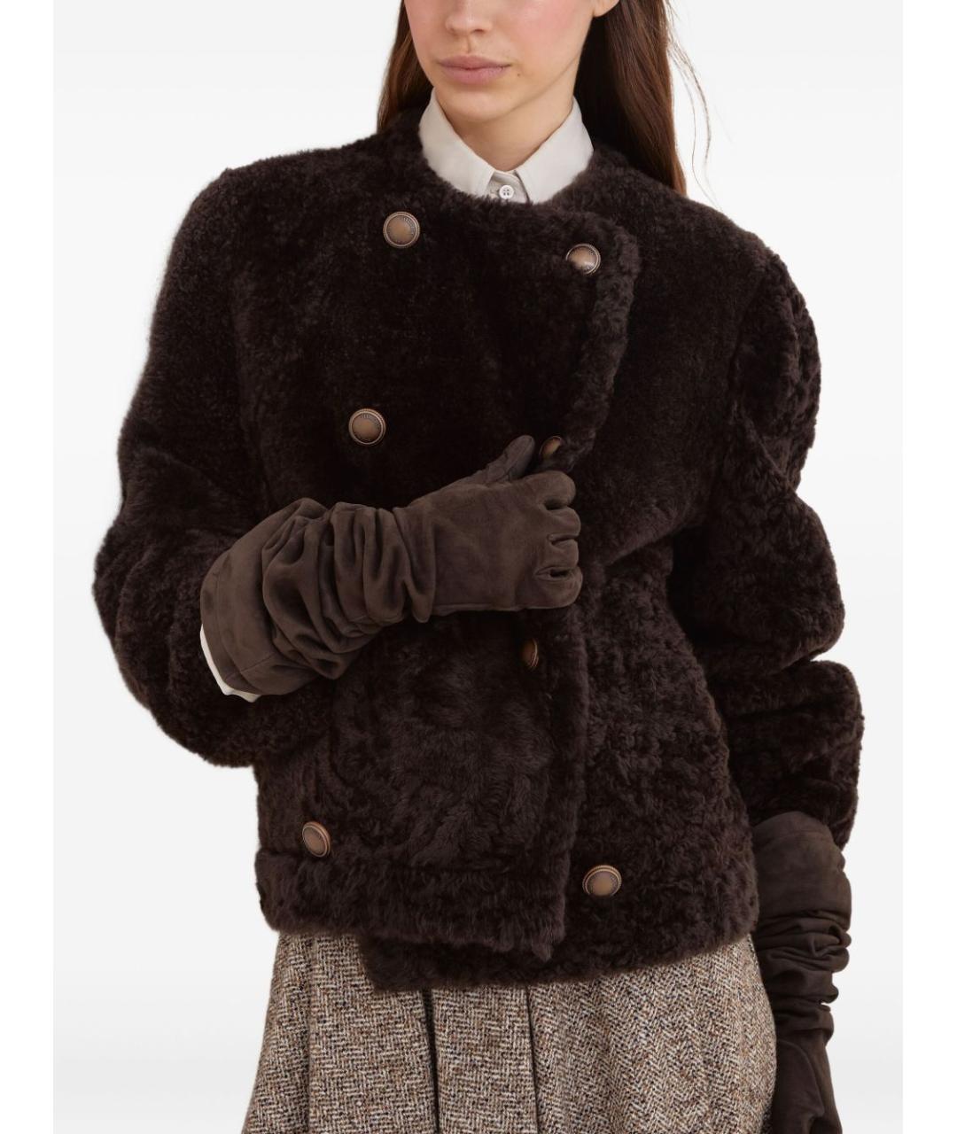 BRUNELLO CUCINELLI Коричневая меховая дубленка, фото 4