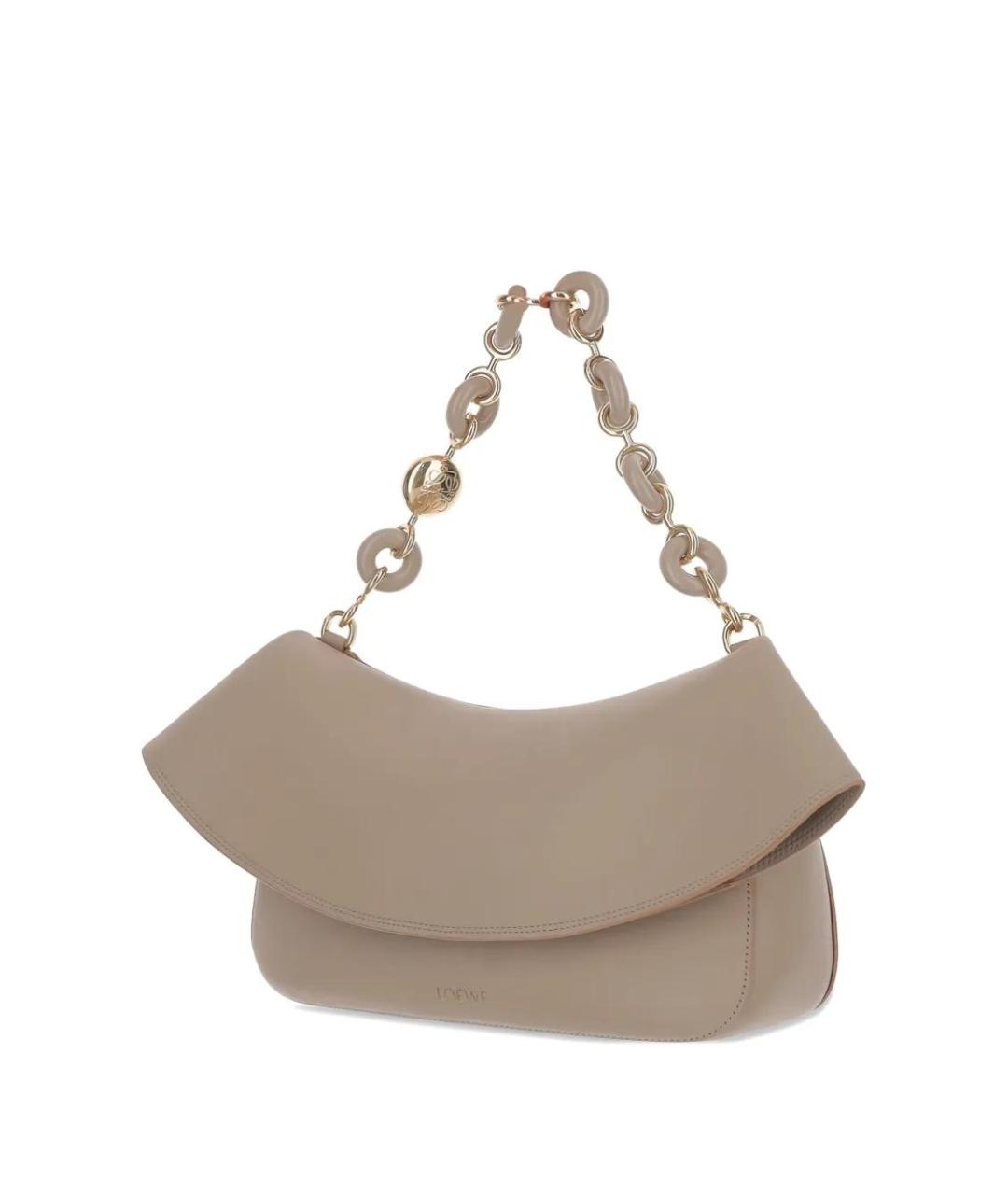 LOEWE Бежевая кожаная сумка через плечо, фото 2
