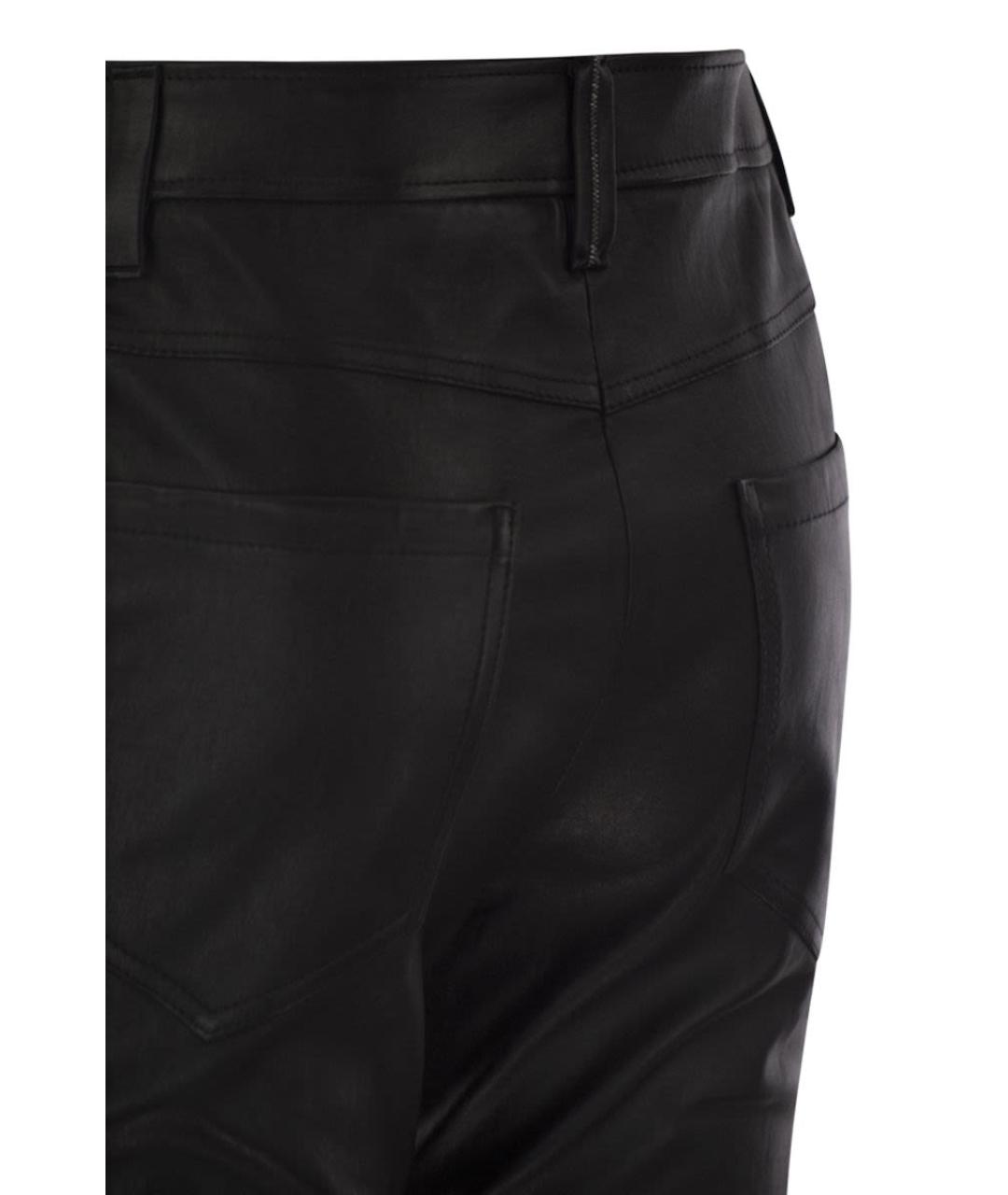 BRUNELLO CUCINELLI Черные кожаные брюки узкие, фото 4