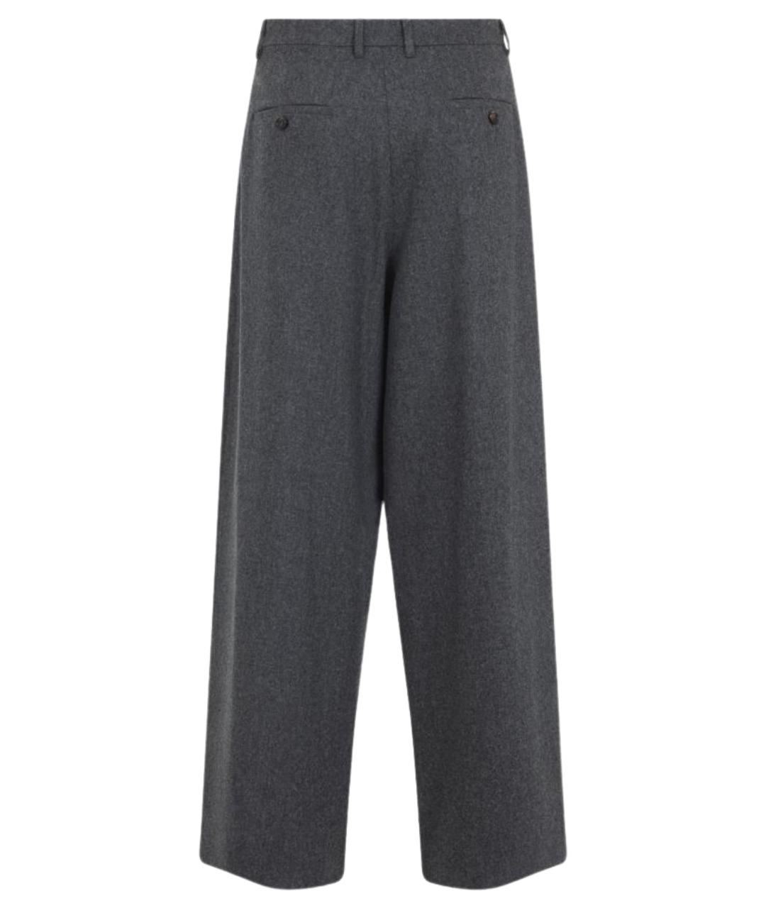 MAX MARA Серые шерстяные прямые брюки, фото 2