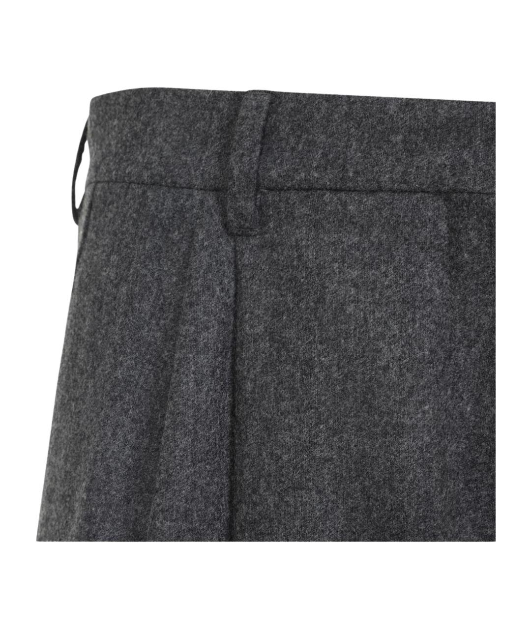 MAX MARA Серые шерстяные прямые брюки, фото 3