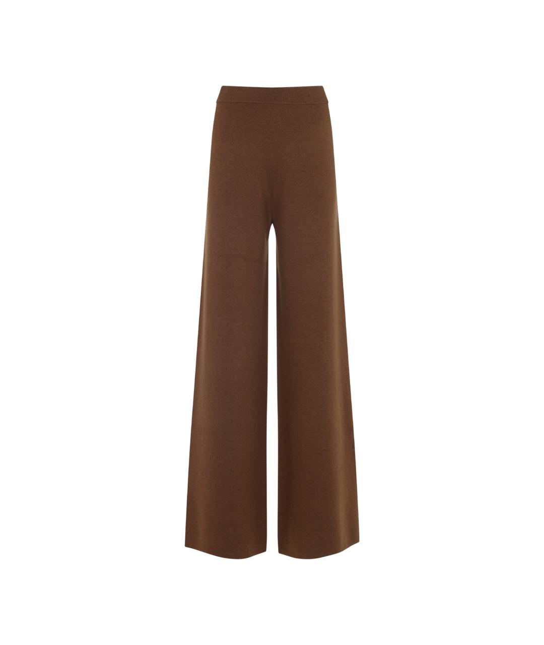 MAX MARA Коричневые кашемировые прямые брюки, фото 1