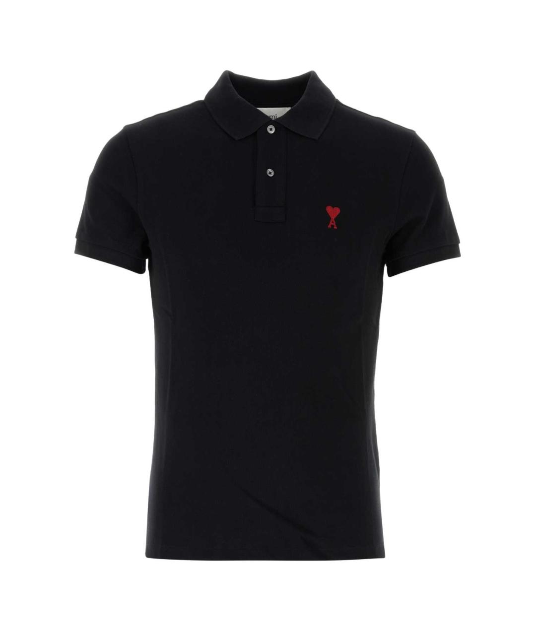 Ami Paris Черное хлопковое поло с коротким рукавом, фото 1