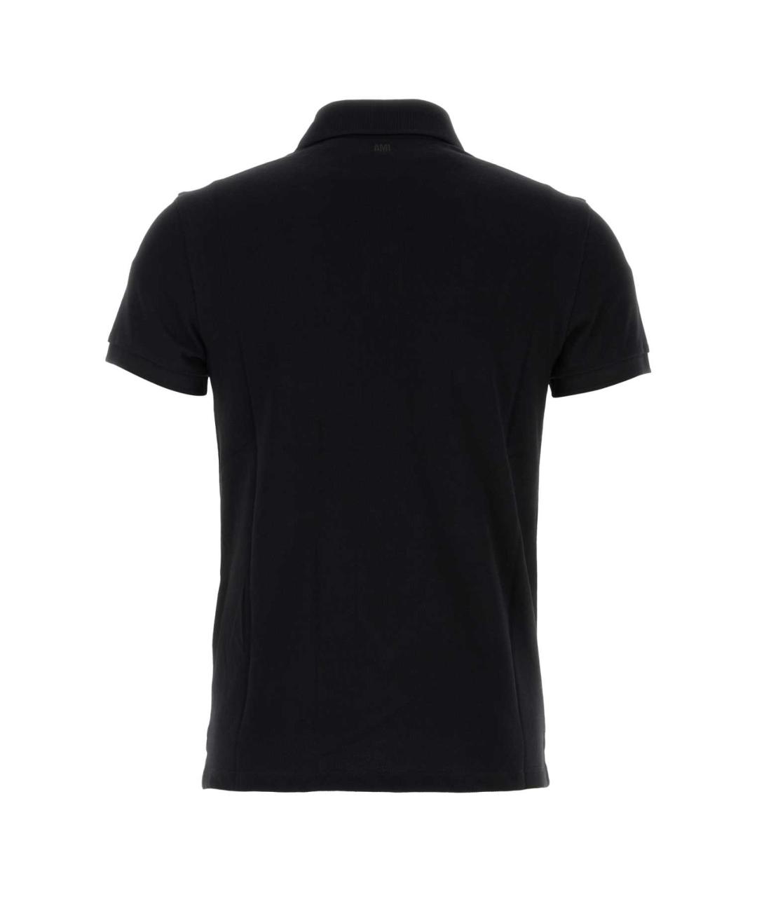 Ami Paris Черное хлопковое поло с коротким рукавом, фото 2