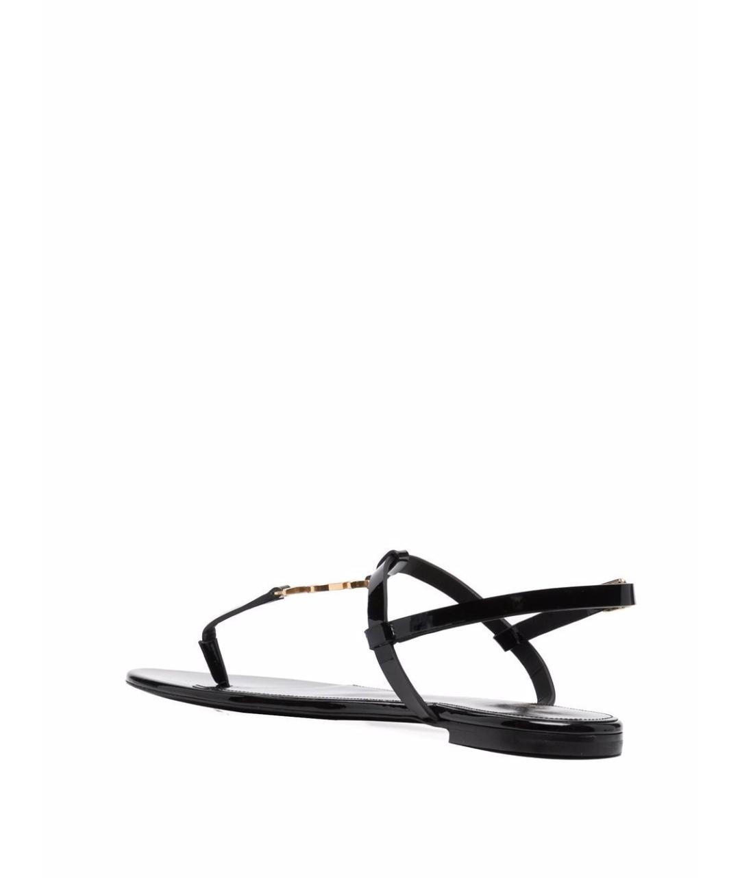 SAINT LAURENT Черные сандалии из лакированной кожи, фото 4