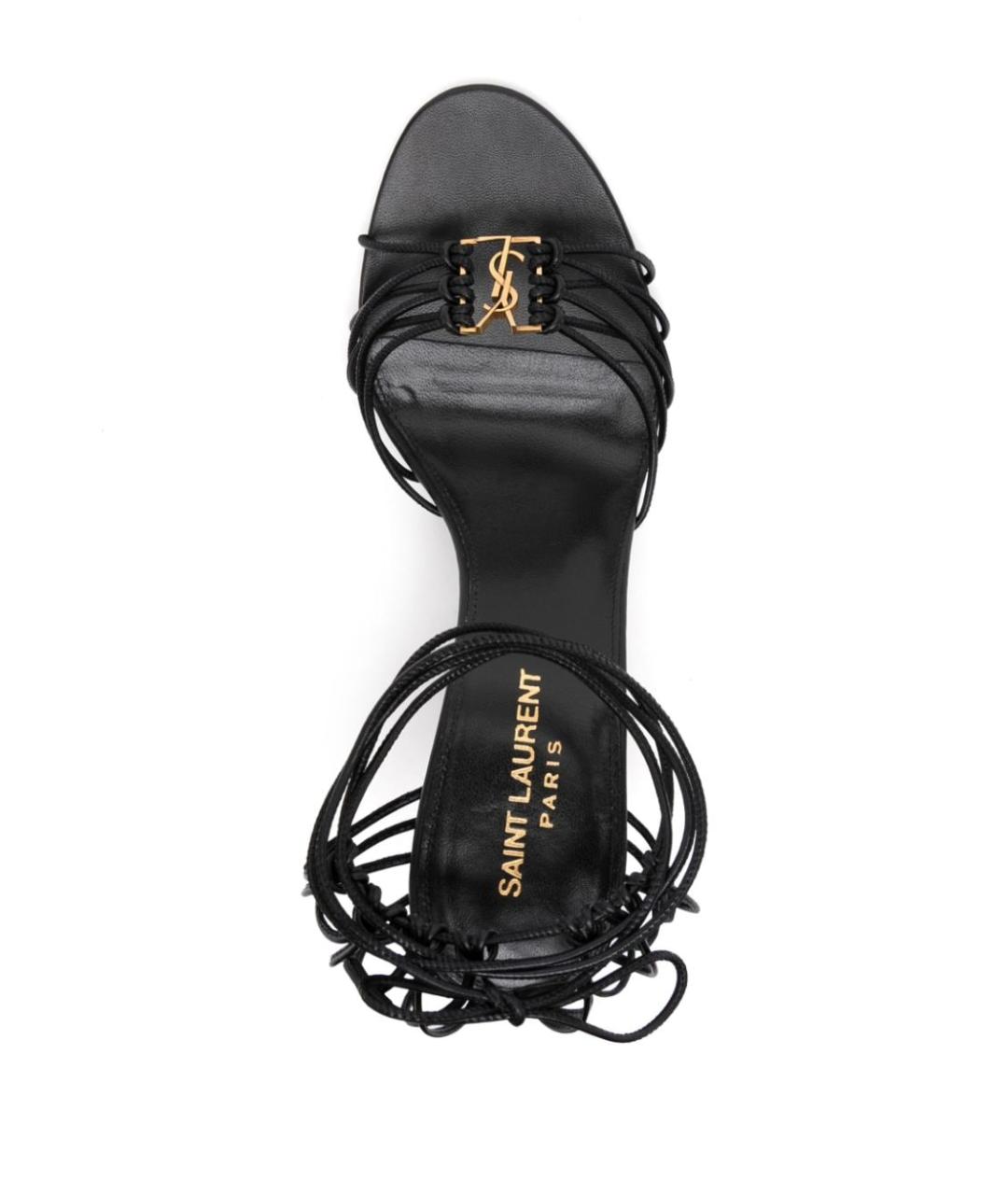 SAINT LAURENT Черные кожаные босоножки, фото 2