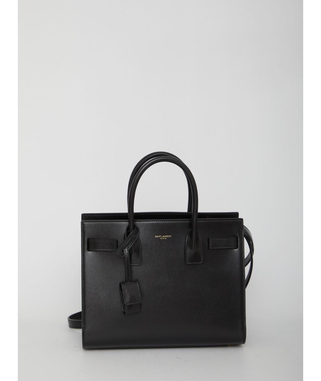 SAINT LAURENT Черная кожаная сумка тоут, фото 5