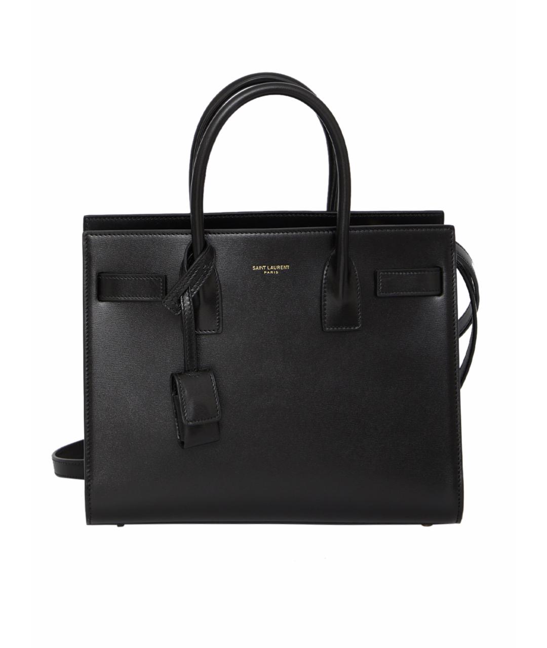 SAINT LAURENT Черная кожаная сумка тоут, фото 1