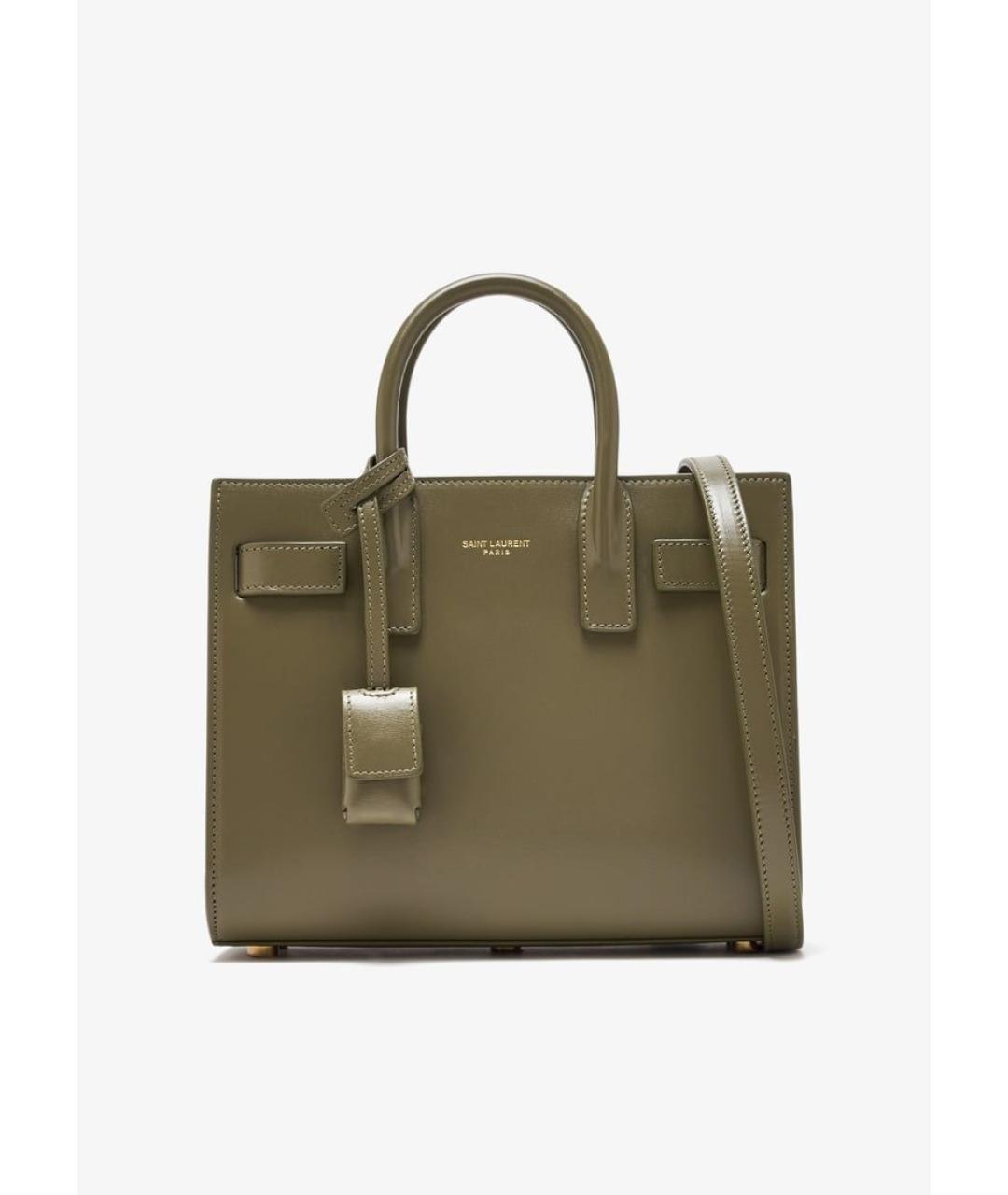 SAINT LAURENT Зеленая кожаная сумка тоут, фото 5