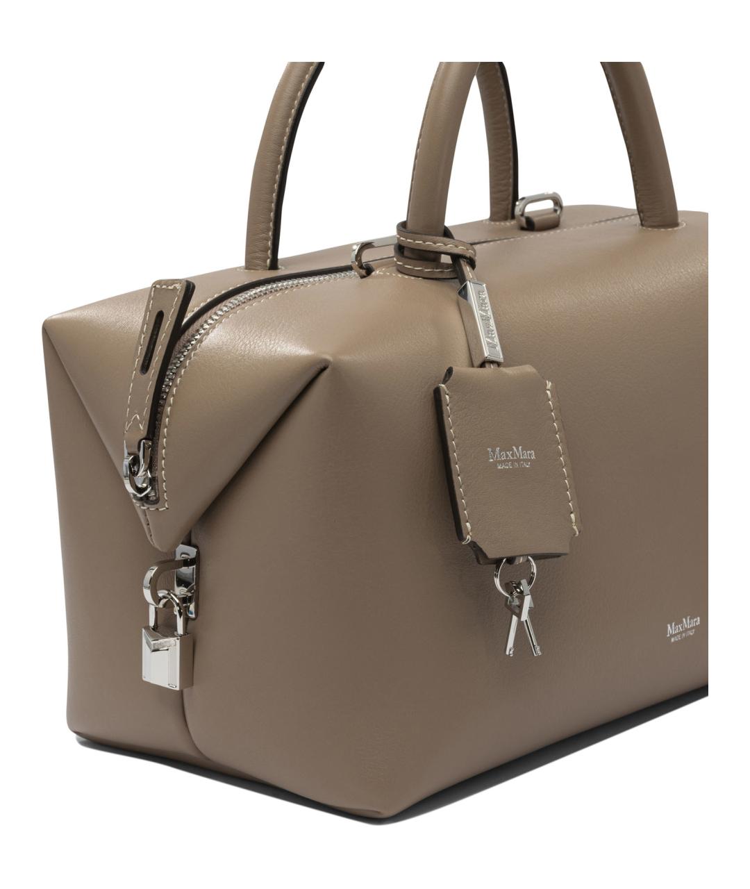 MAX MARA Коричневая кожаная сумка с короткими ручками, фото 4