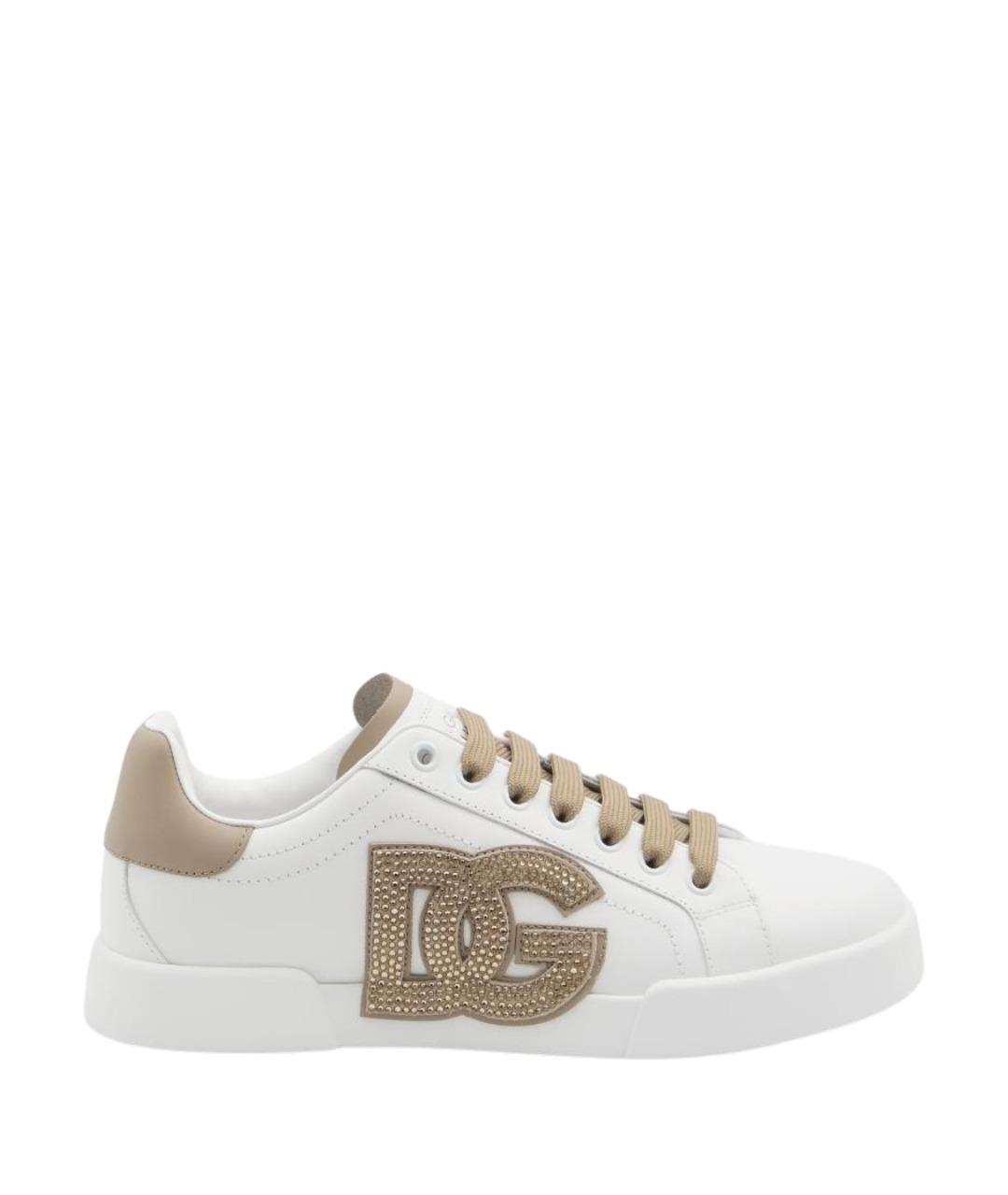 DOLCE&GABBANA Белые кожаные кеды, фото 1