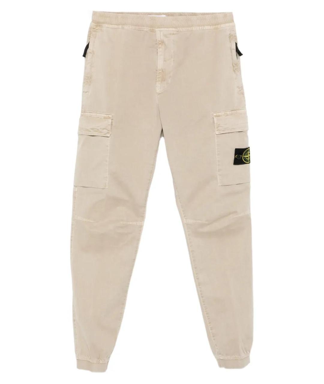 STONE ISLAND Бежевые хлопковые повседневные брюки, фото 1