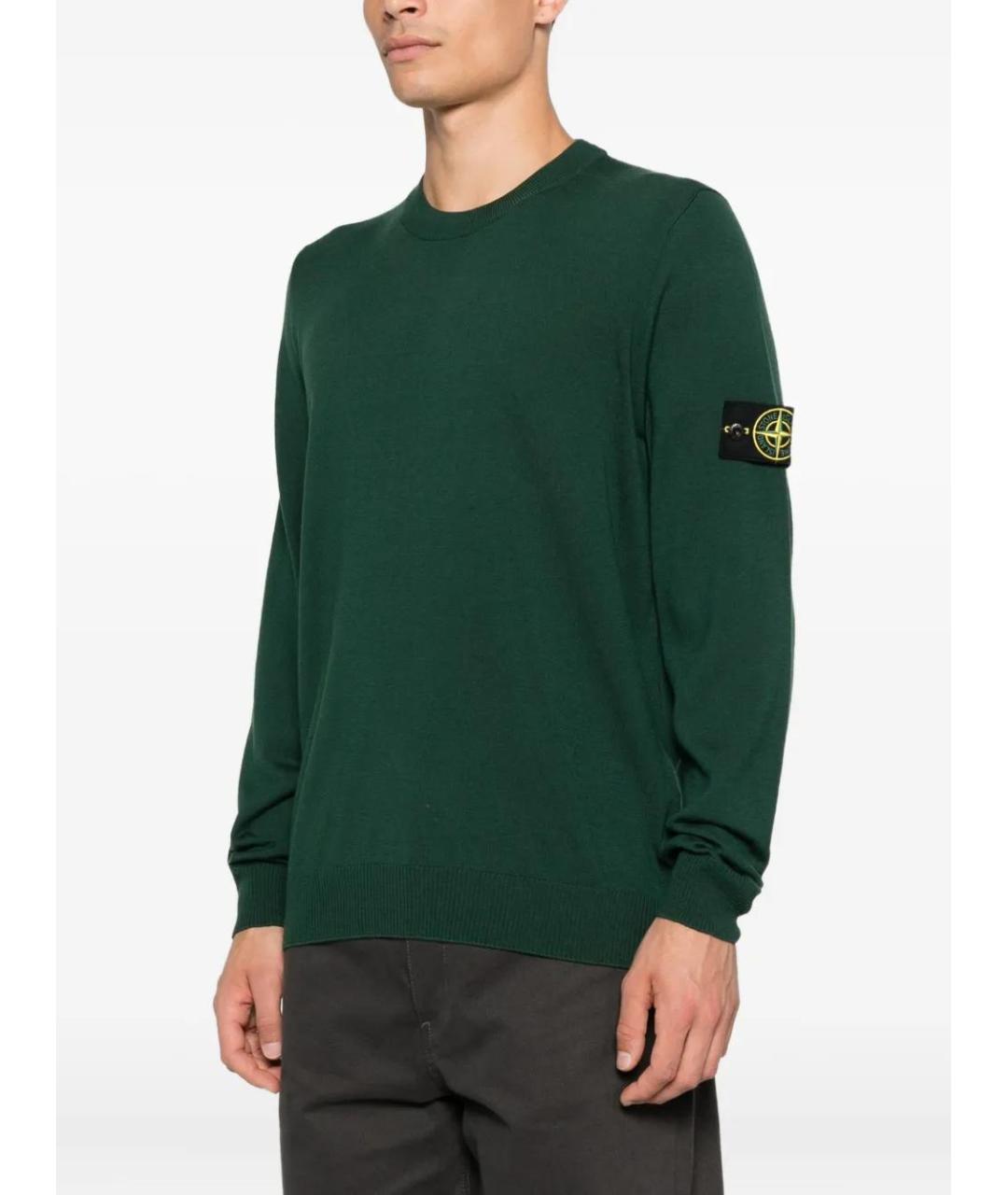 STONE ISLAND Зеленый шерстяной джемпер / свитер, фото 3