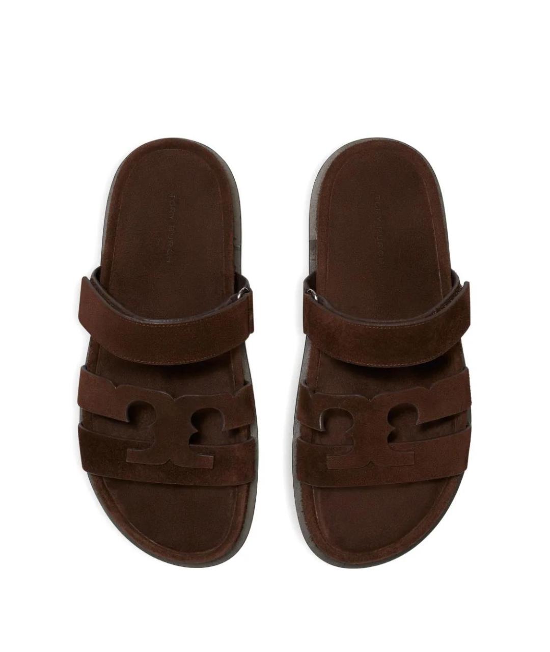 TORY BURCH Коричневые кожаные сандалии, фото 3