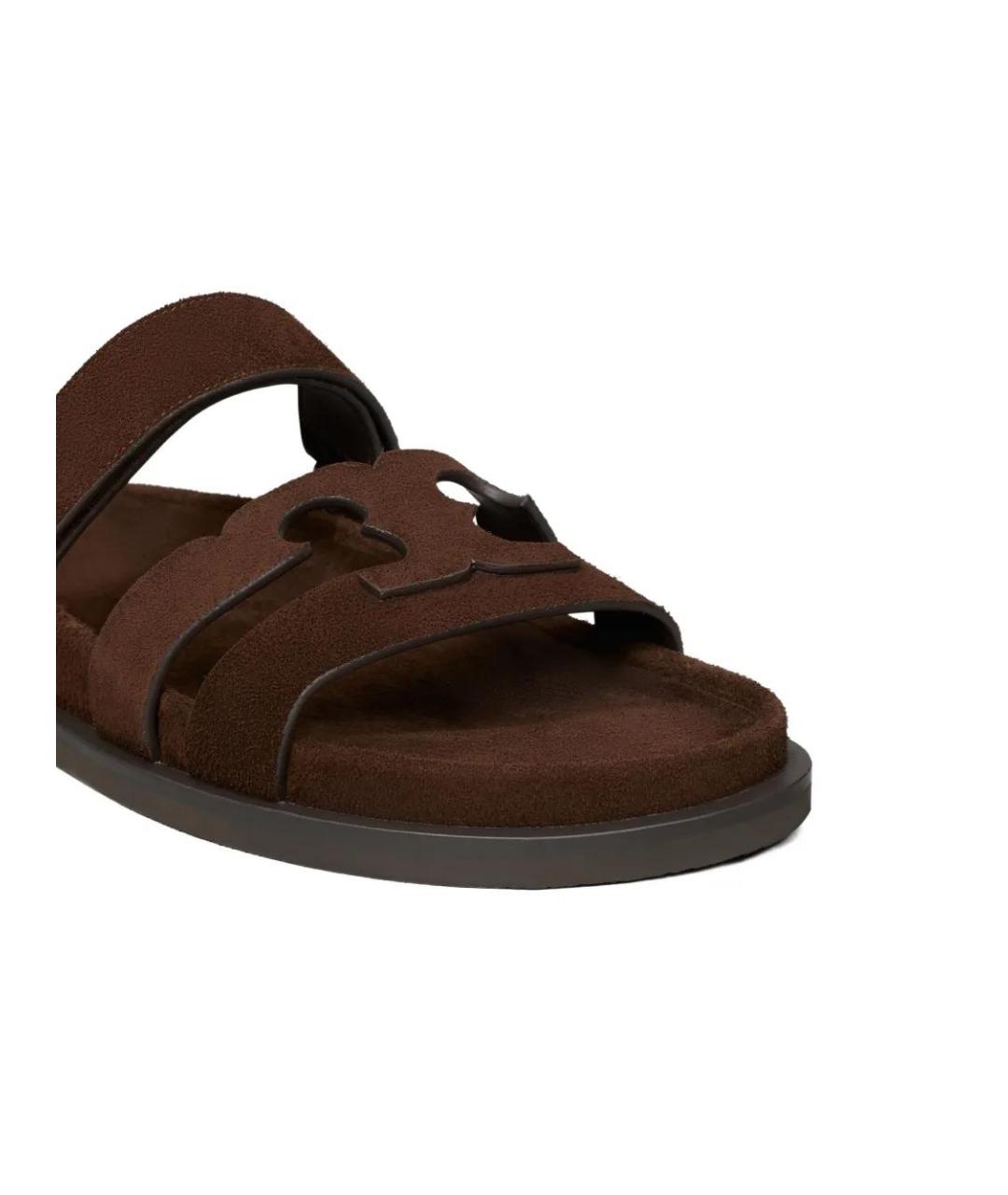 TORY BURCH Коричневые кожаные сандалии, фото 4