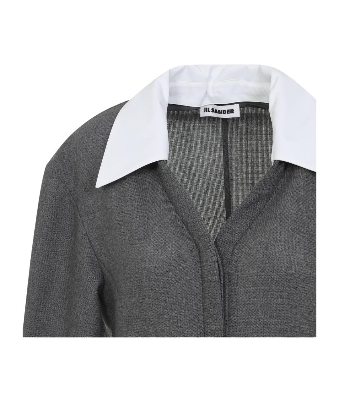 JIL SANDER Серое шерстяное повседневное платье, фото 4