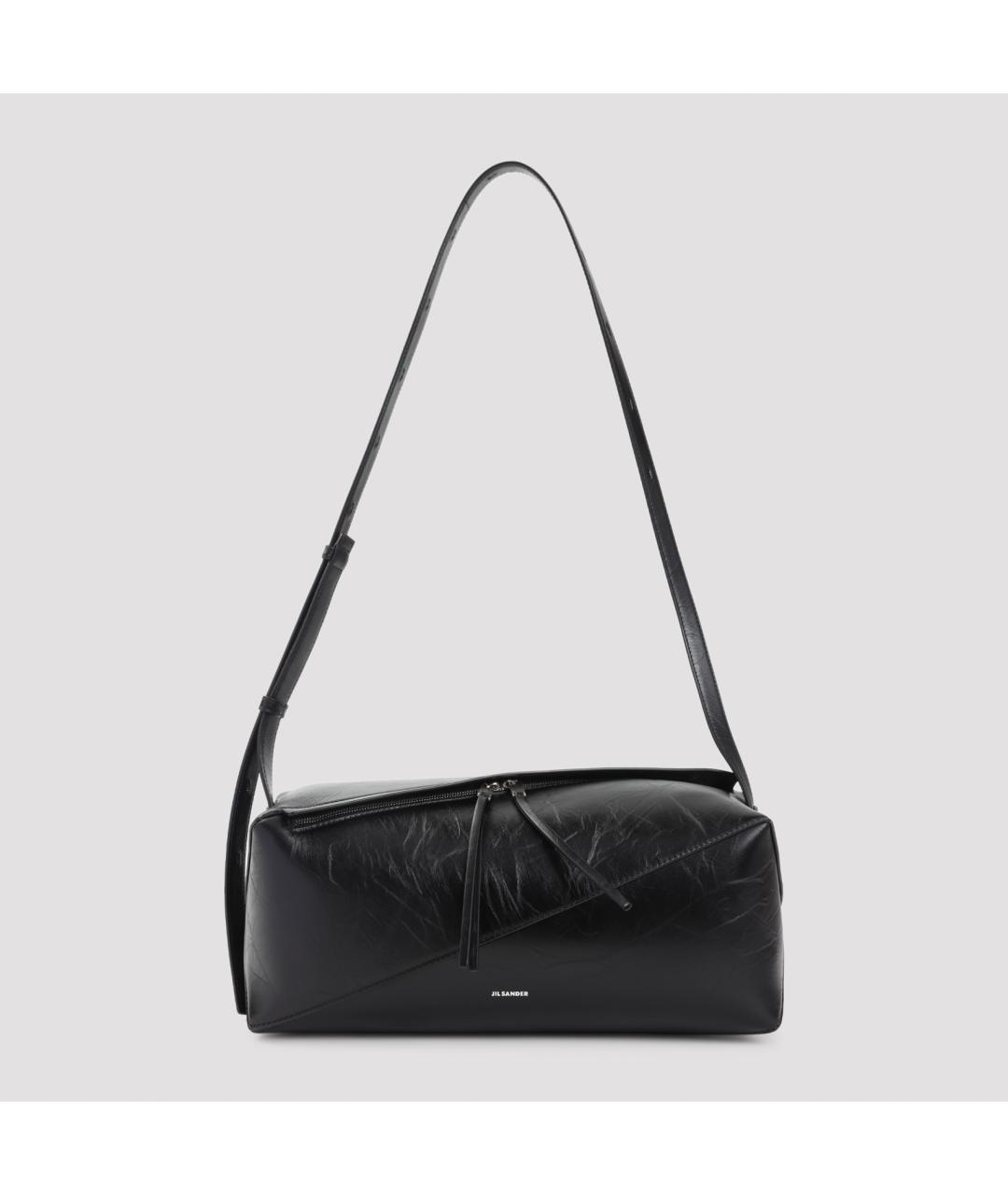 JIL SANDER Черная кожаная сумка на плечо, фото 2