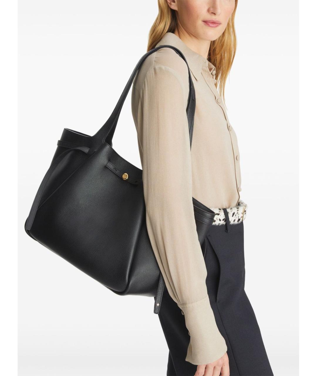 TORY BURCH Черная кожаная сумка тоут, фото 5